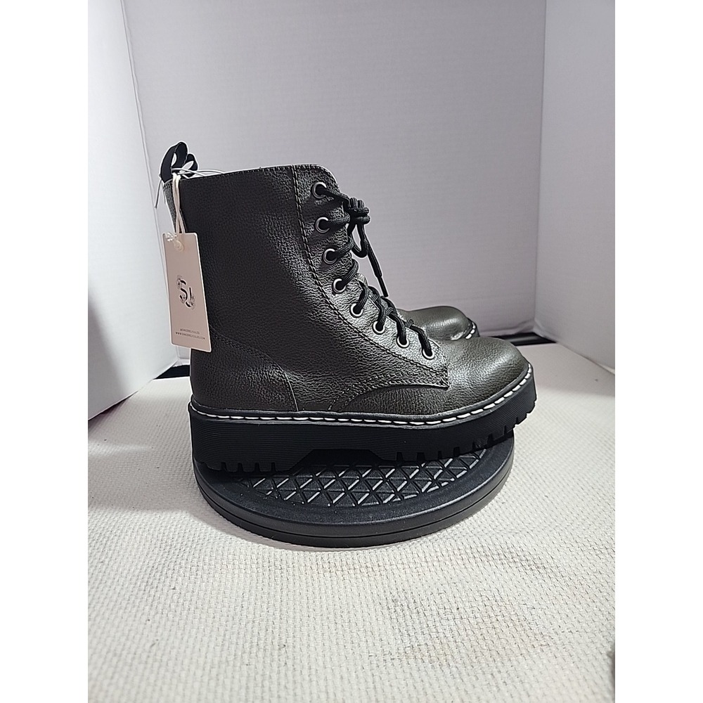 Sincerely Jules‎ Women's Sz 6.5 M Combat Boots Olive Green Lug Sole Zipper Goth